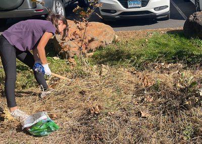 Saige clearing the Pollinator Pathway